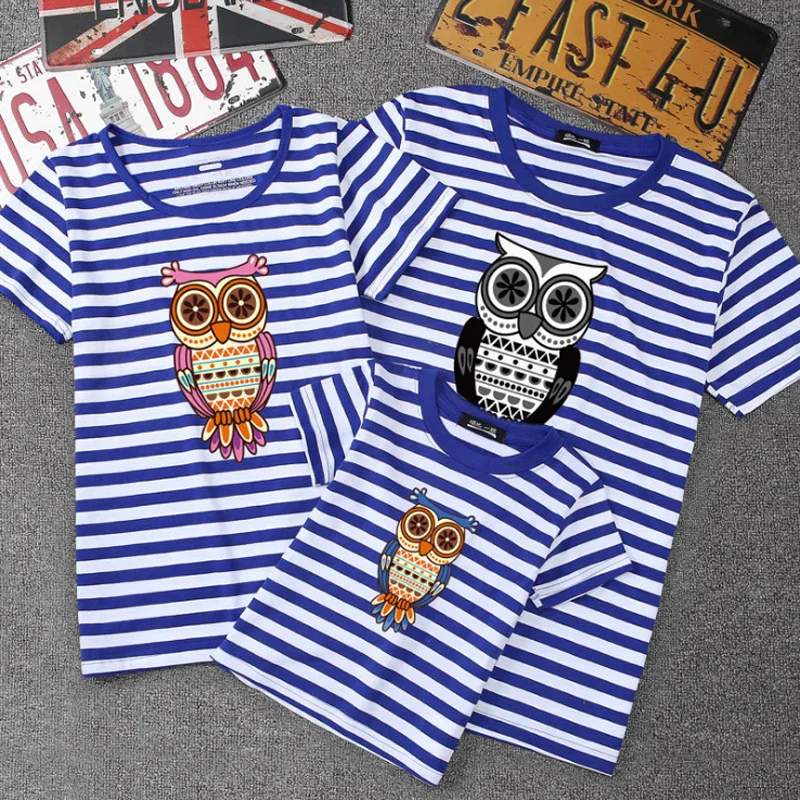 

family matching clothes look father mother son daughter clothing tshirt mom daddy and me baby boy girl owl T-shirt