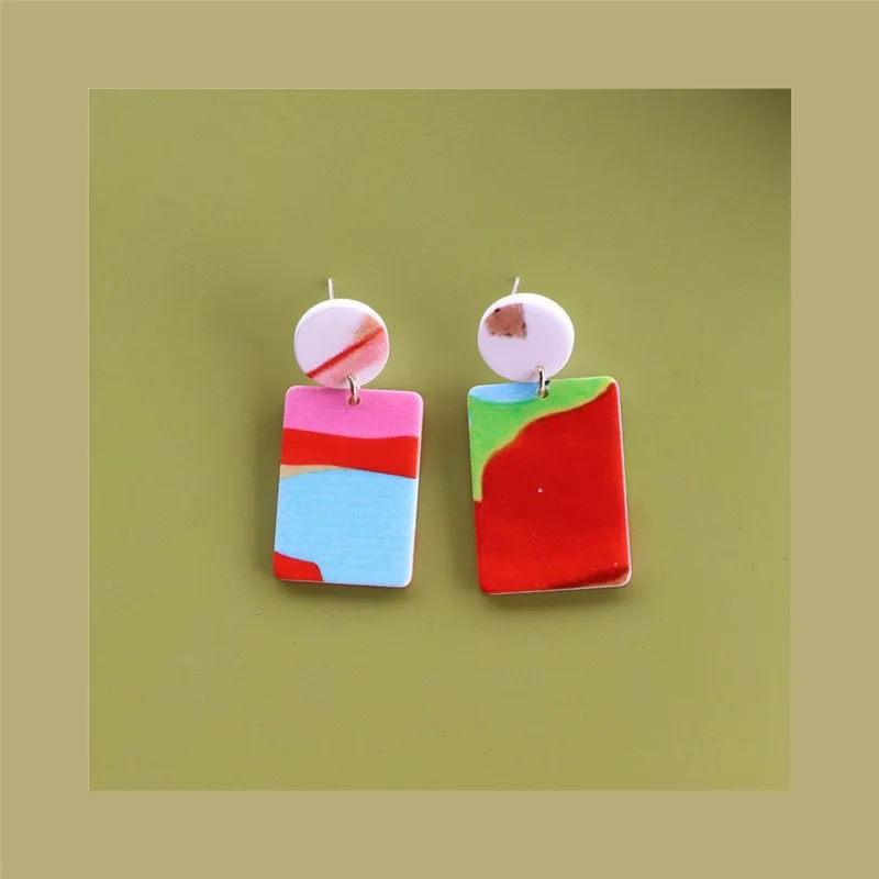 Креативные цветные акриловые серьги Graffito для женщин квадратные с аэрозольной