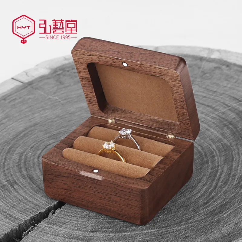 Портативный палисандр кольцо Цепочки и ожерелья коробка для хранения из