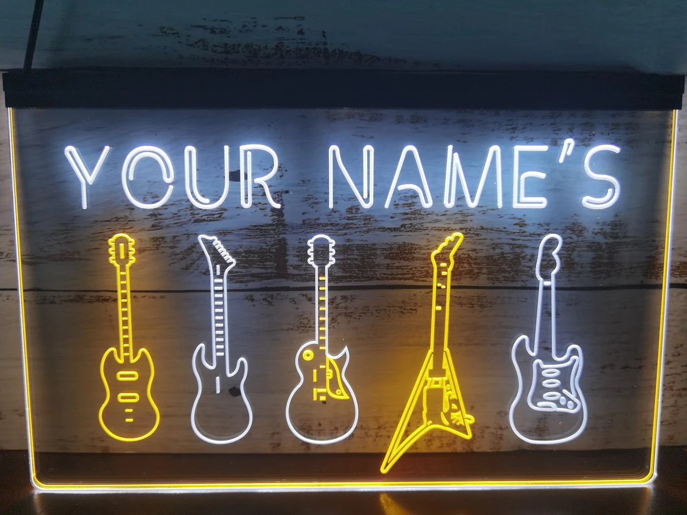 

0S035 Name Personalized Custom Guitar Hero Weapon Band Music Room Bar Dual Color LED Neon Sign