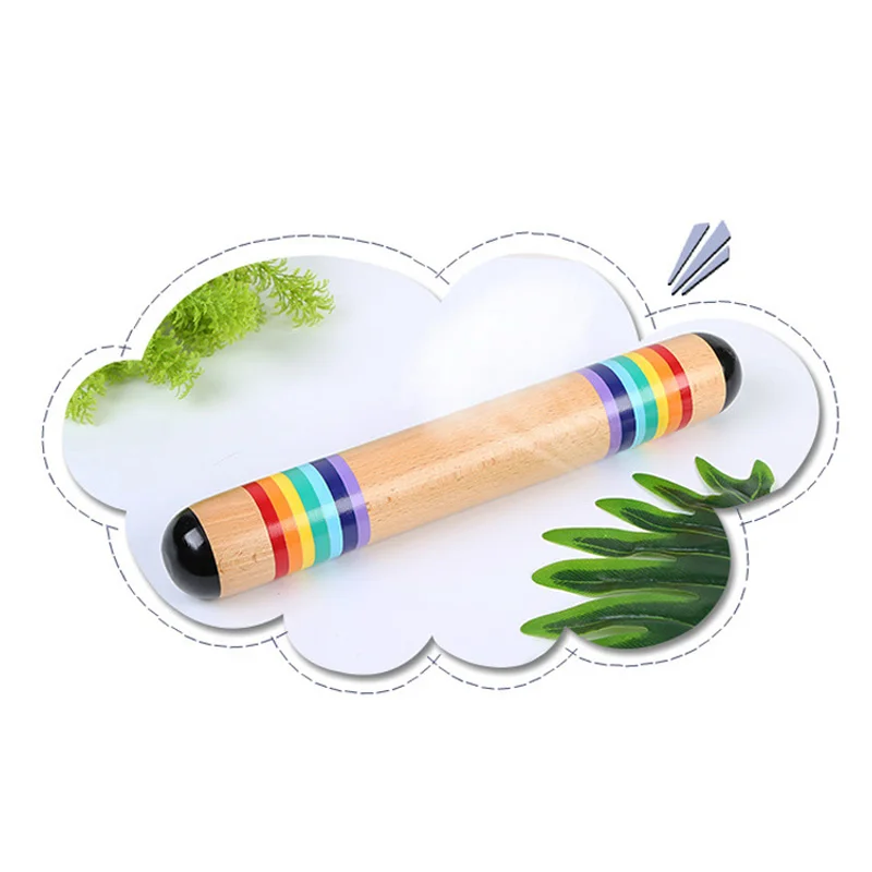 Деревянный дождевик дождь шейкер музыкальный инструмент игрушка Радуга цветные