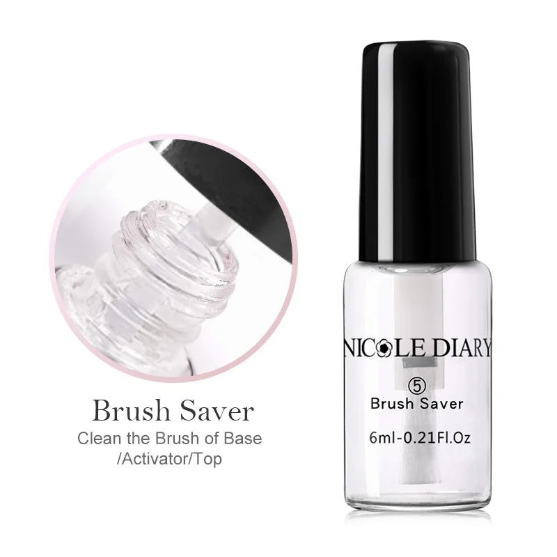 Dipping Brush Saver NICOLE дневник 6 мл система погружения для ногтей порошок для ногтей стартовый набор для ногтей цветной порошок Бонд жидкость без запаха не нужна УФ лампа - Цвет: Dipping Brush Saver