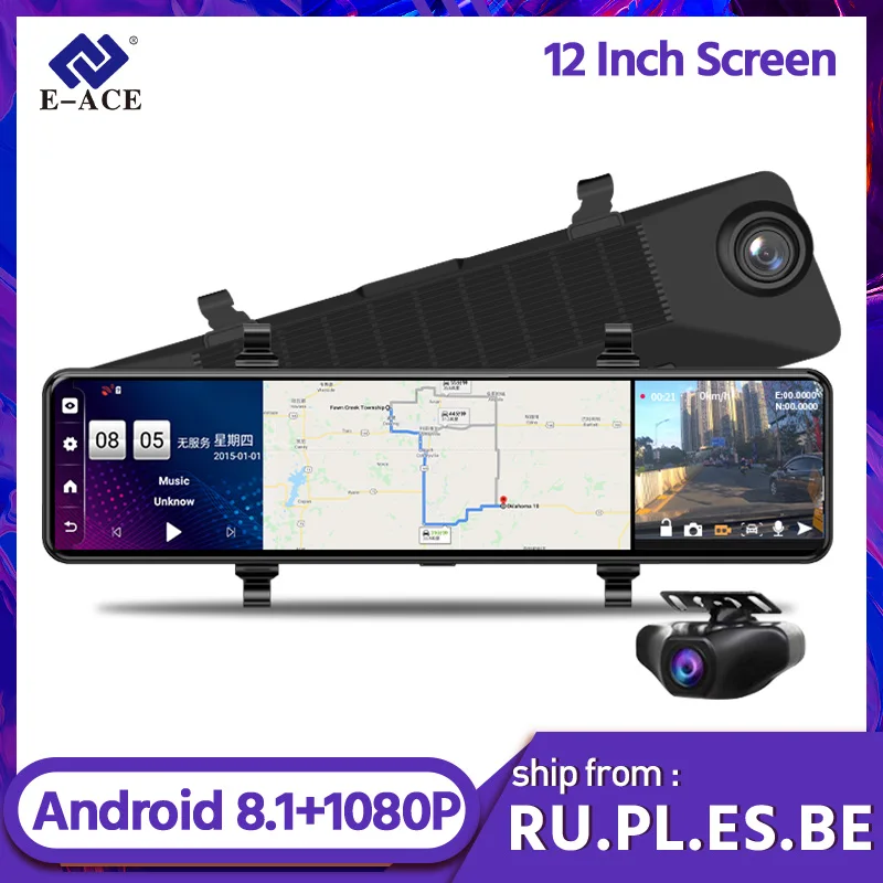 Зеркало видеорегистратор 12 0 дюйма Android 8 1 GPS FHD 1080P|Видеорегистраторы| |