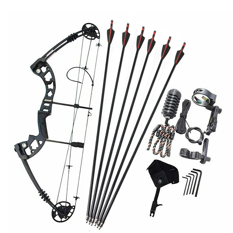 set 1 1 комплект Стрельба из лука блочный лук 38 дюймов 30-55lbs Регулируемый шкив лук для наружного охоты стрельба обучение стрельба из лука аксессуары - Цвет: set 1