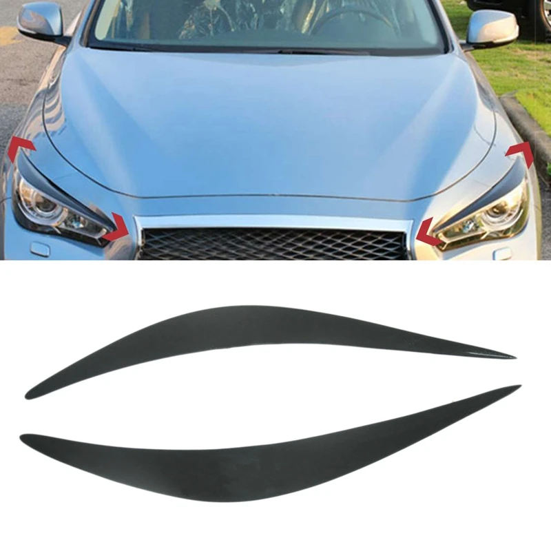 

Car Headlight Eye Lid Eyelids Eyebrows Black Trimming Headlight Eyebrows Decoration for Infiniti Q50 2014-2017