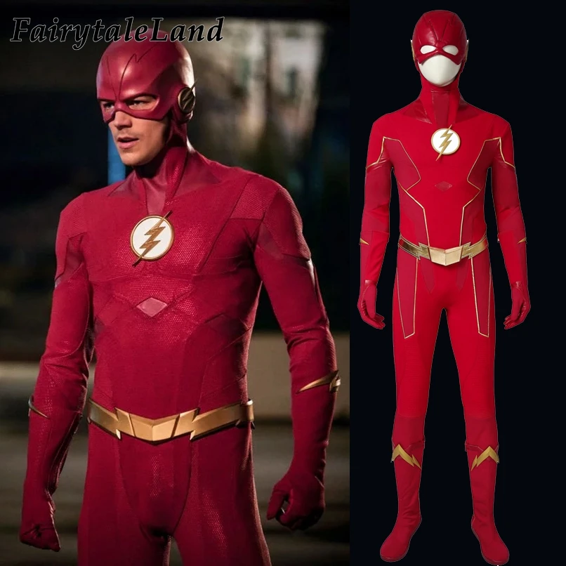 Флэш сезон 6 костюм Бэрри Аллена Косплэй наряд комбинезон Flash бутсы перчатки карнавальные костюмы на Хэллоуин для взрослых индивидуальный заказ