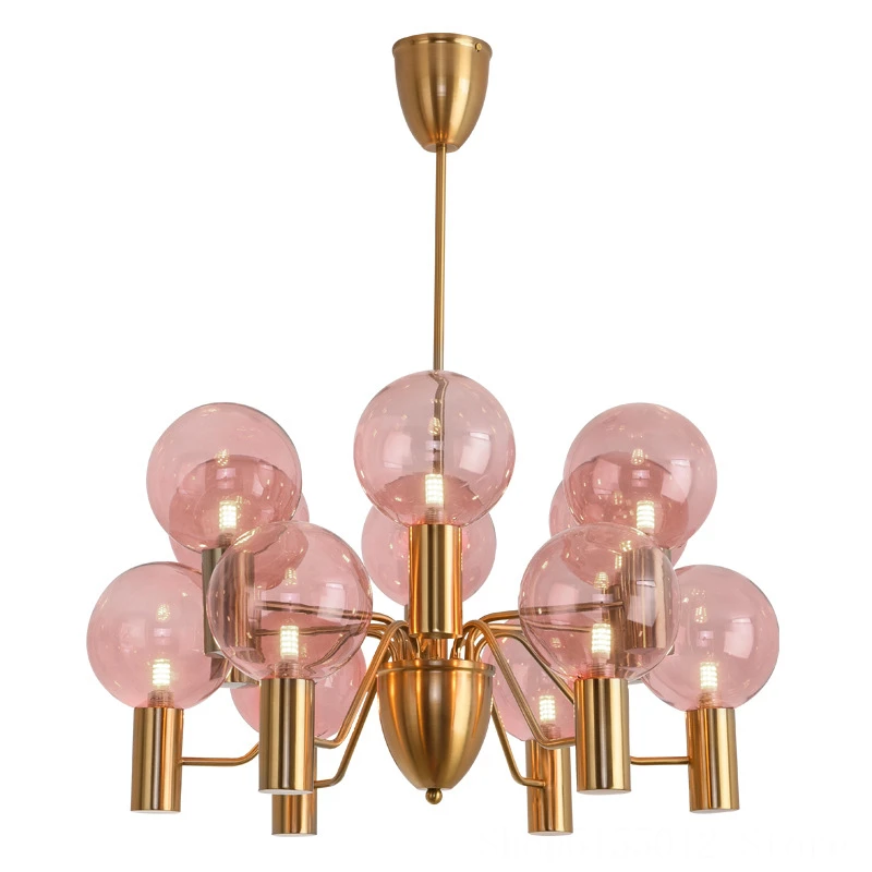 

Скандинавская стеклянная Потолочная люстра, лампы для гостиной, люстры для столовой, промышленные роскошные стеклянные светильники розово...