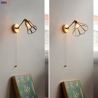 iwhd green glass led wall lights fixtures home indoor lighting pull chain switch copper beside lamp up and down adjustable