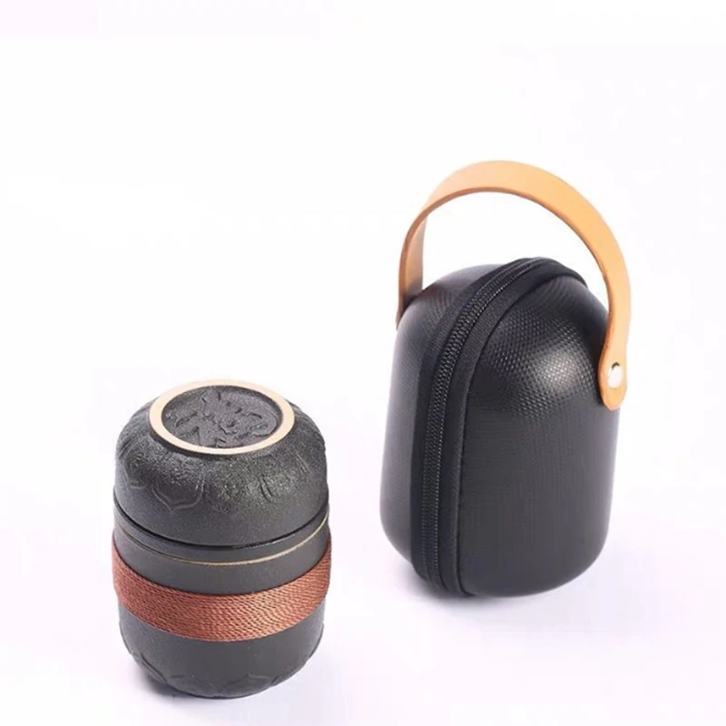 

Black Ceramic Teapots With 2 Cups A Tea Sets Portable Travel Office Tea Set Drinkware