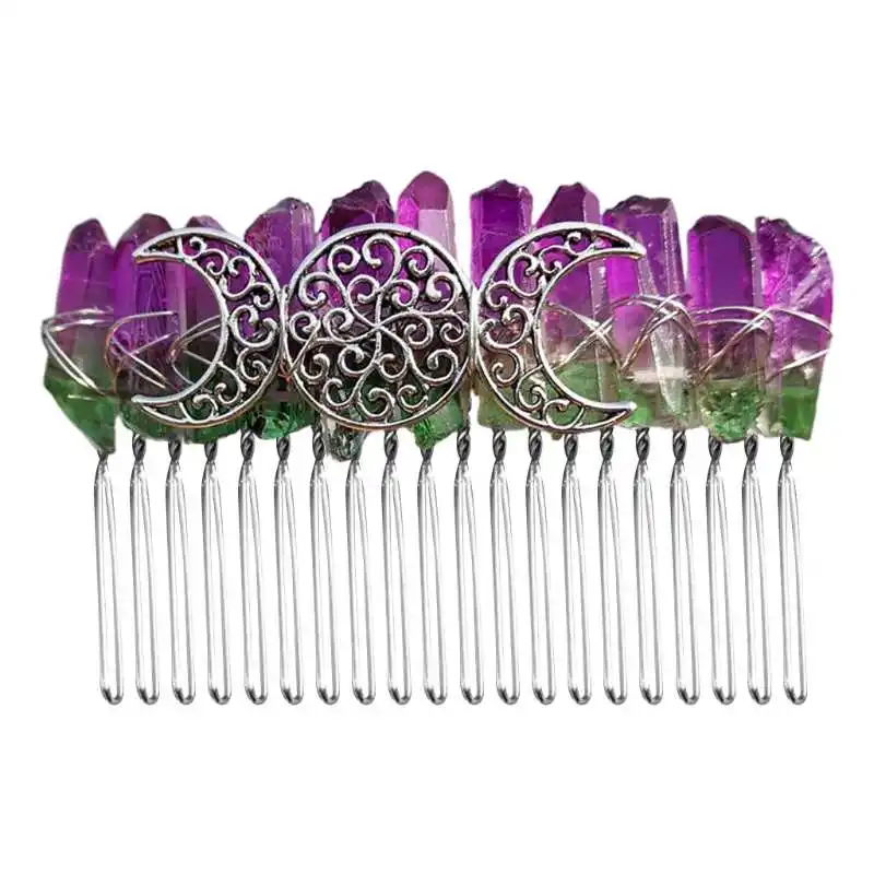 

Rainbow crystal comb hair moon nuptial witch hairpin clip 649c