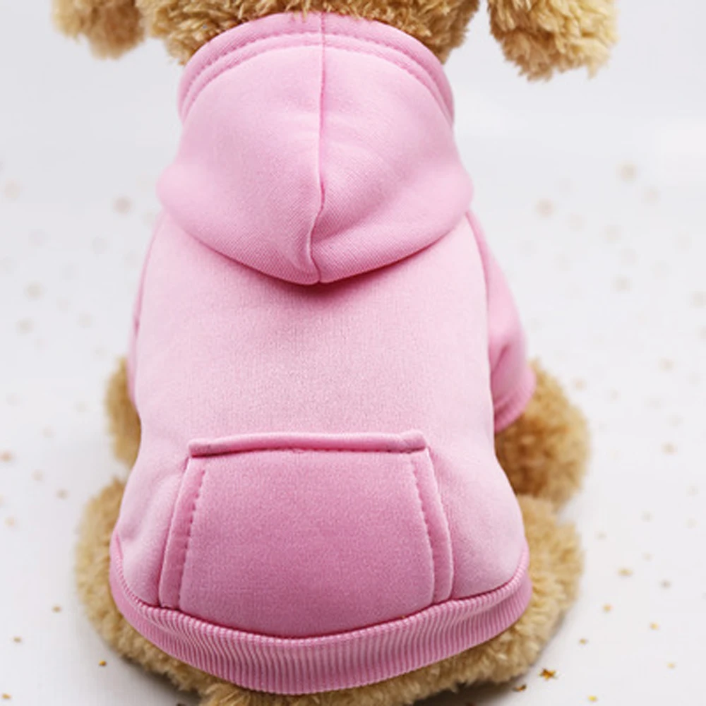 

Winter Warm Pet Dog Clothes Soft Cotton Hoodie For Small Dogs Clothes Jacket Pocket Coat Fleece Puppy Clothes Solid Dog Sweater