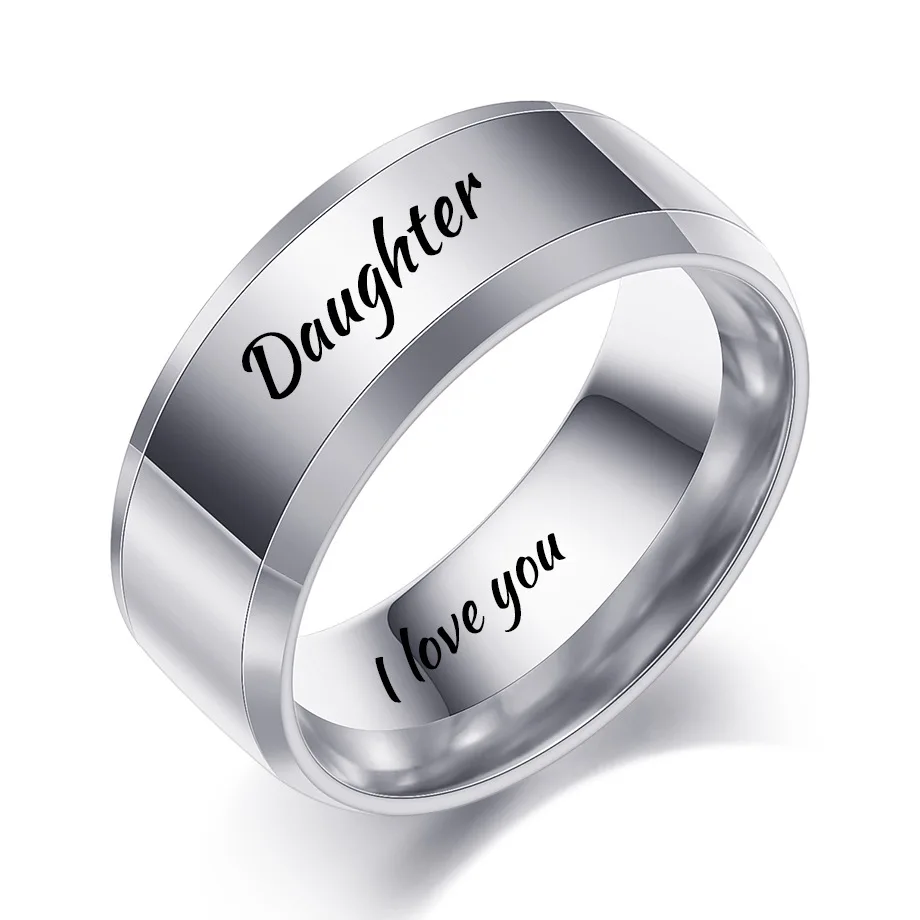 

European and American Family Series! Love Mom Son Daughter Non-fading Titanium Stainless Steel Ring For Family Fashion Jewelry