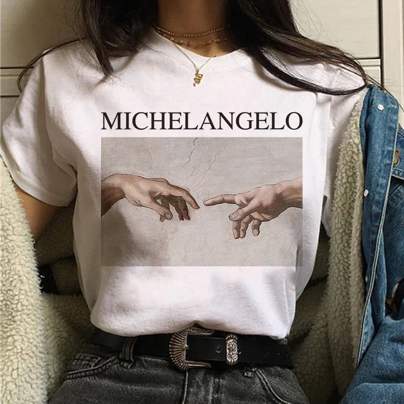 628 Эстетическая футболка vaporwave Michelangelo Женская модная новая футболка harajuku Повседневная Корейская стильная графическая футболка в стиле хип-хоп женская - Цвет: 628