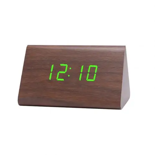 Bamboo Green Цифровой деревянный USB светодиодный ночной Светильник будильник термометр дисплей часы для украшения гостиной на батарейках часы - Цвет: Bamboo Green