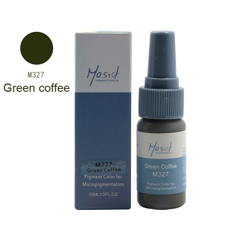 Micropigment мануального татуажа бровей, микро лезвия, для тату бровей, чернил, чистое органическое жидкий пигмент 1/2 унции)(15 мл) для бровей чернил для татуажа - Цвет: M327 Green coffee