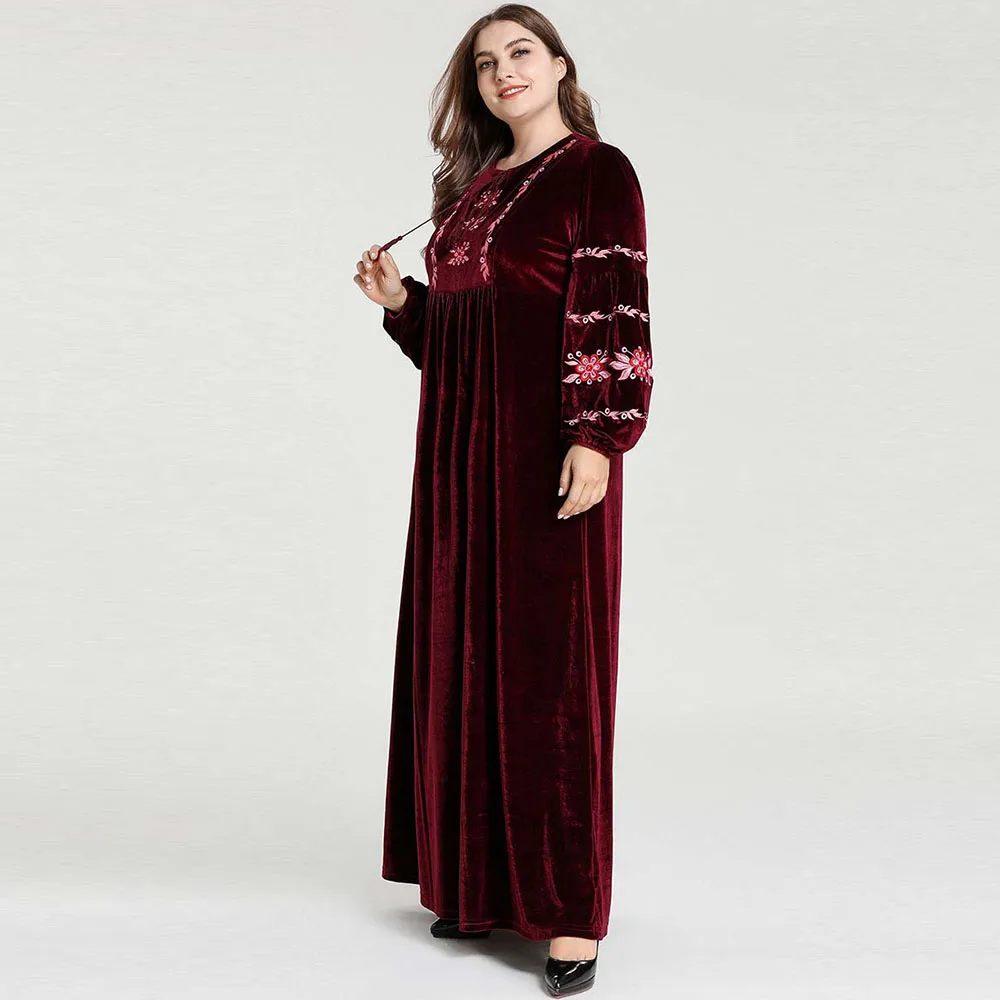 Мусульманское платье Abayas мусульманское с вышивкой длинные платья для женщин