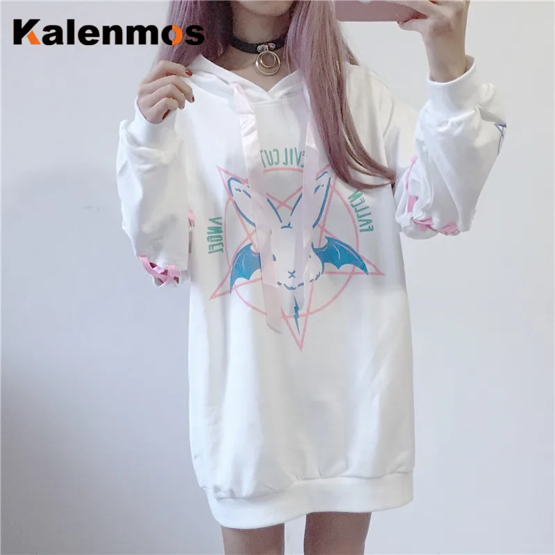 Свитшот женский с длинным рукавом худи принтом пуловер капюшоном Свободный Топ