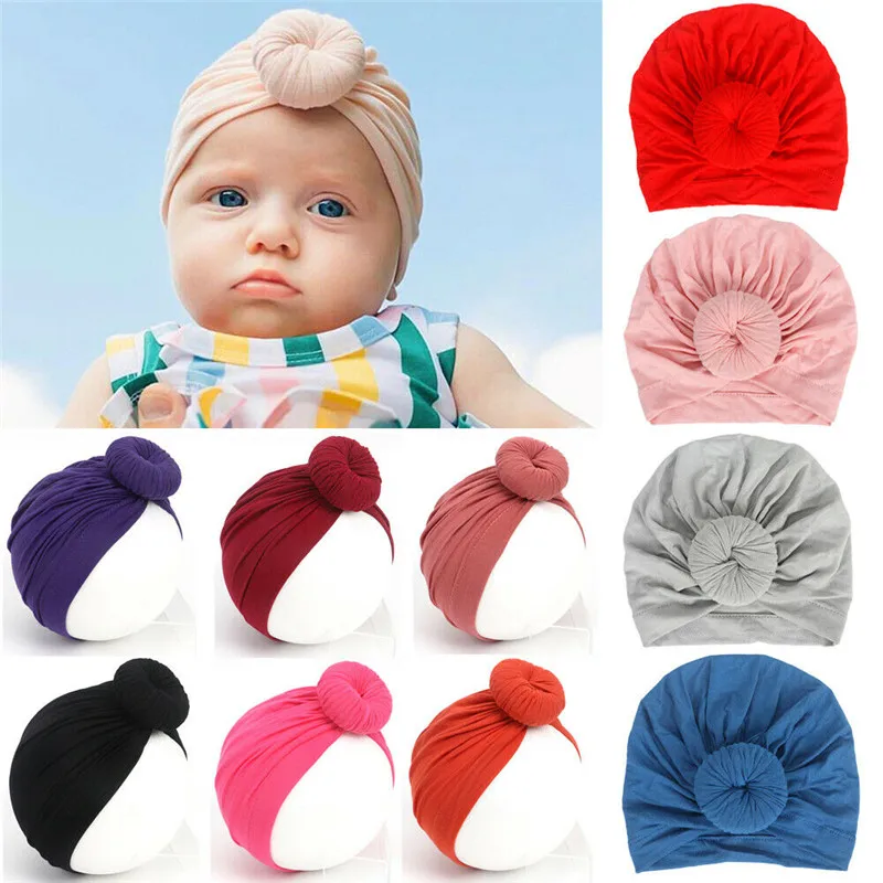 

New Arrival Baby Boy Girl Toddler Autumn Headband Turban Knot Hat Beanie Cap Winter Warm Cap Solid Hair Accessories