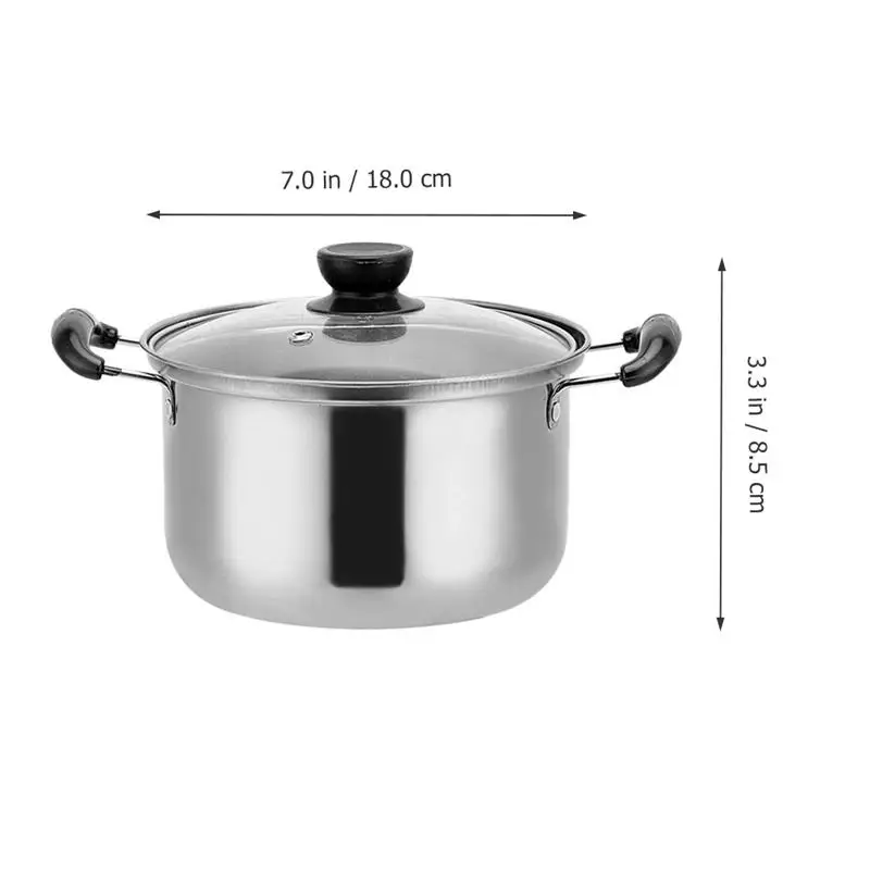 

1pc Stainless Steel Soup Pot Multifunctional Pot Practical Hot Pot with Glass Lid