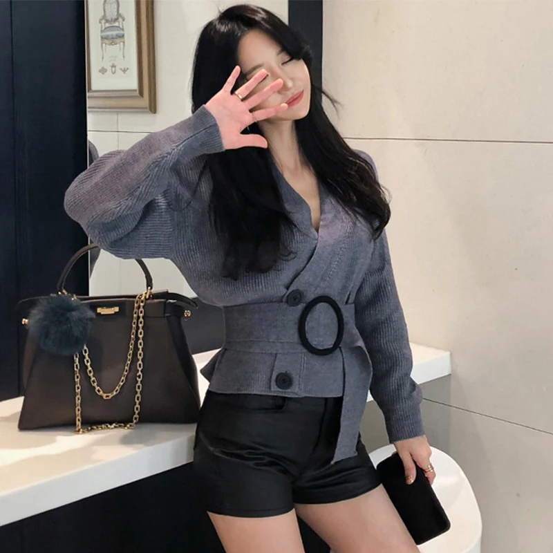 Женский двубортный кардиган с бантом подиумный свитер в Корейском стиле