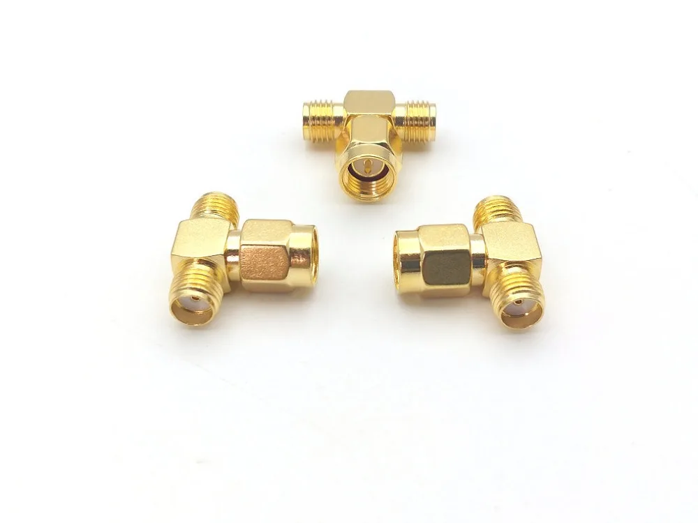 

4pcs RP-SMA female plug to two RP-SMA male jack T RF adapter 3 way connector