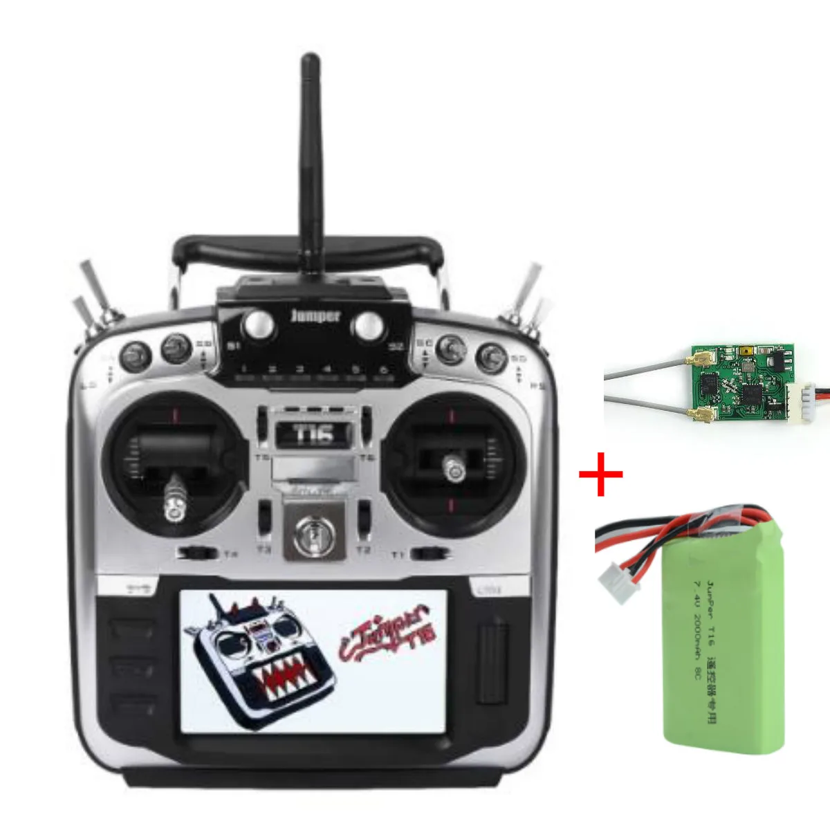 Mode 2 W R1 Battery Jumper T16 Pro Hall Gimbal с открытым исходным кодом мультипротокол радиопередатчик JP4-in-1 Moduel JumperTX 2,4G 16CH для гоночного дрона FPV - Цвет: Mode 2 W R1 Battery