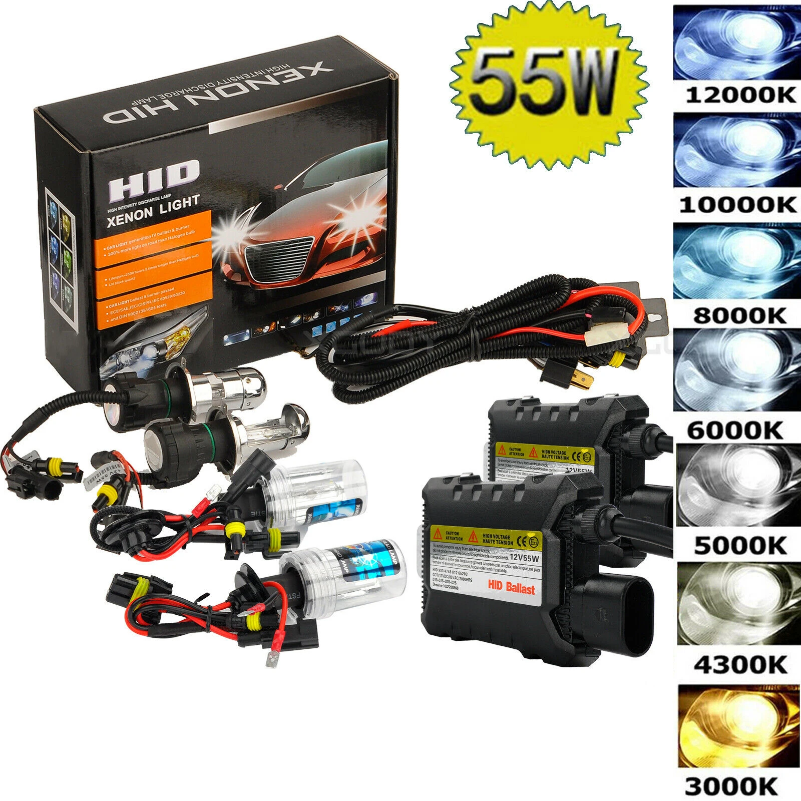 2 шт. 55 Вт Автомобильные HID светодиодный ные фары 6000K/8000K/10000K/12000K Комплект