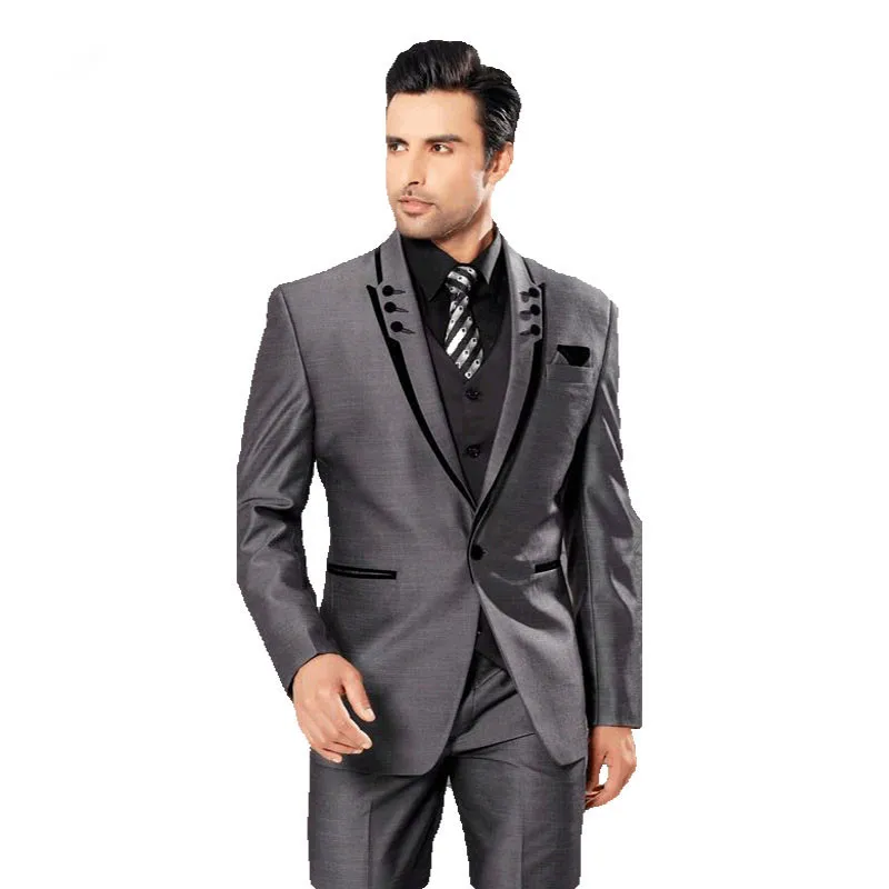 

Мужские костюмы, облегающие костюмы для жениха с пиковым отложным воротником, серые мужские костюмы для жениха, лучшие мужские свадебные ко...