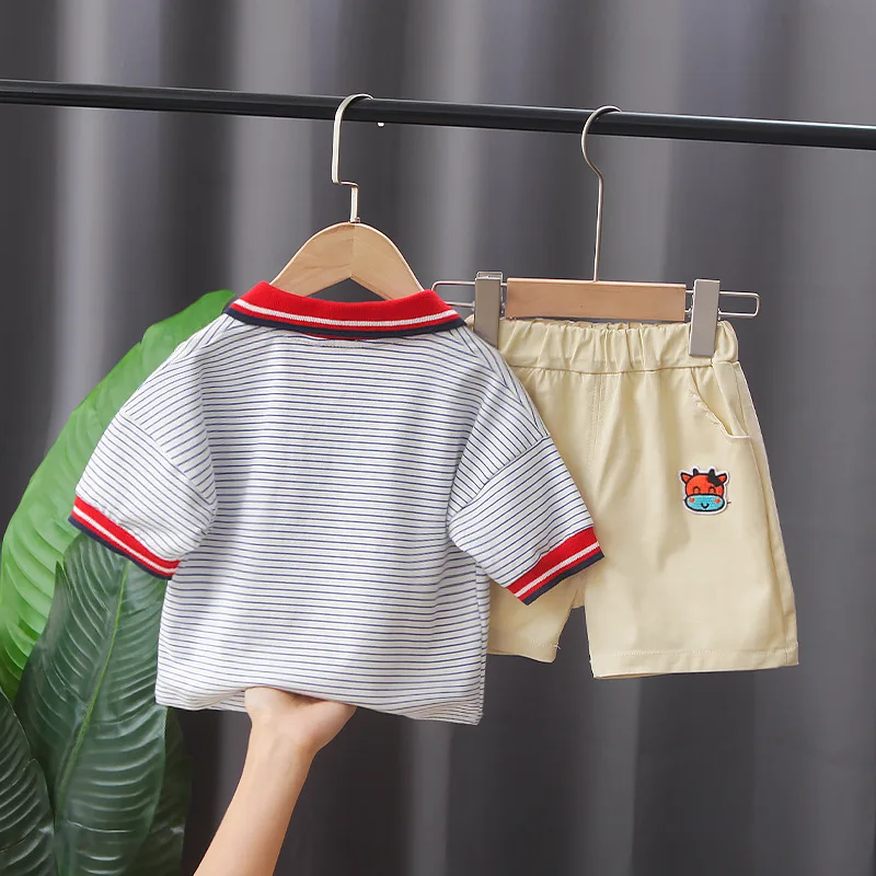 Комплекты летней одежды из 2 предметов полосатые шорты футболка костюмы для