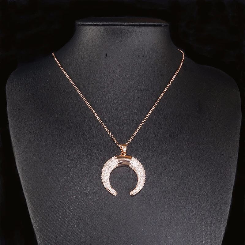 UILZ горячая Распродажа изящное ожерелье с кулоном изогнутое полумесяцем Золотое