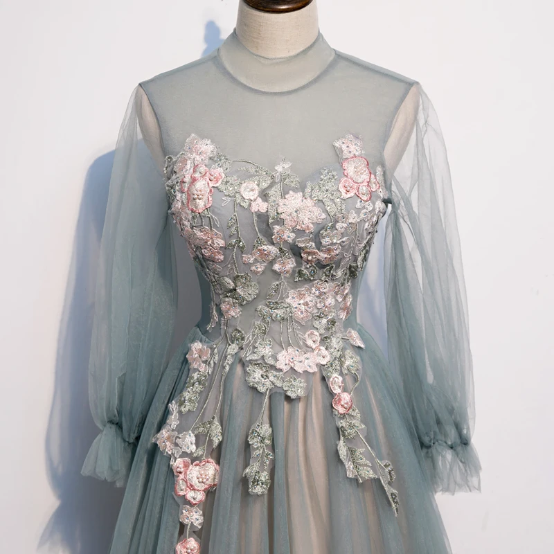 Элегантное длинное вечернее платье в сеточку женское Qipao Robe De Soiree с аппликацией и