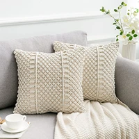 new cushion covers 100 cotton linen macrame handwoven thread pillow covers geometry bohemia style pillowcase home decor 4545cm