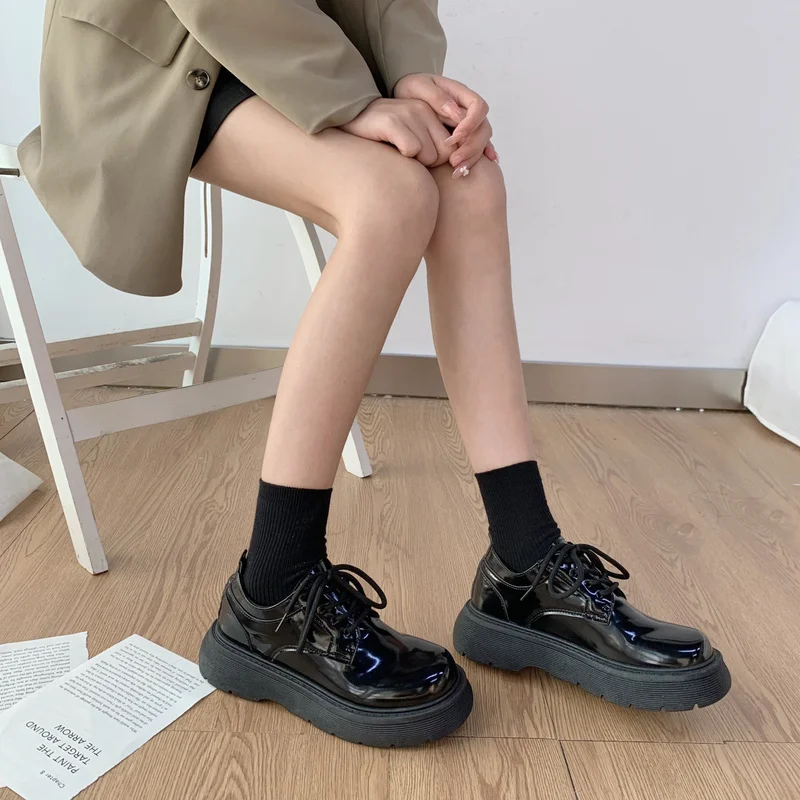 

Ботинки женские на весну и осень, новинка 2021, одноботинки, кожаные зеленые ботинки, короткие ботинки на толстой подошве в британском стиле