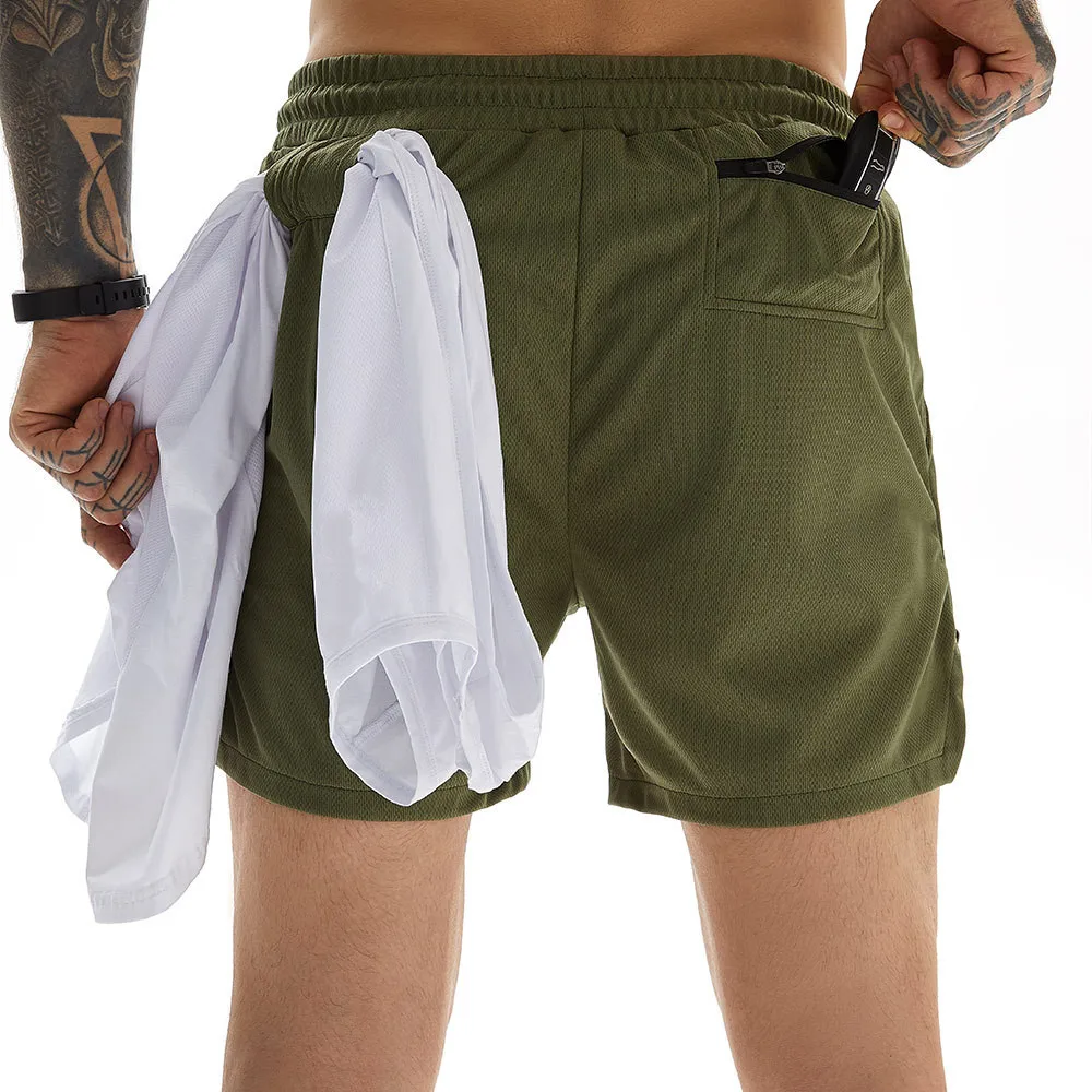 

new sports shorts men's fitness workout shorts summer men's above knee shorts quick-drying beach pants shorts