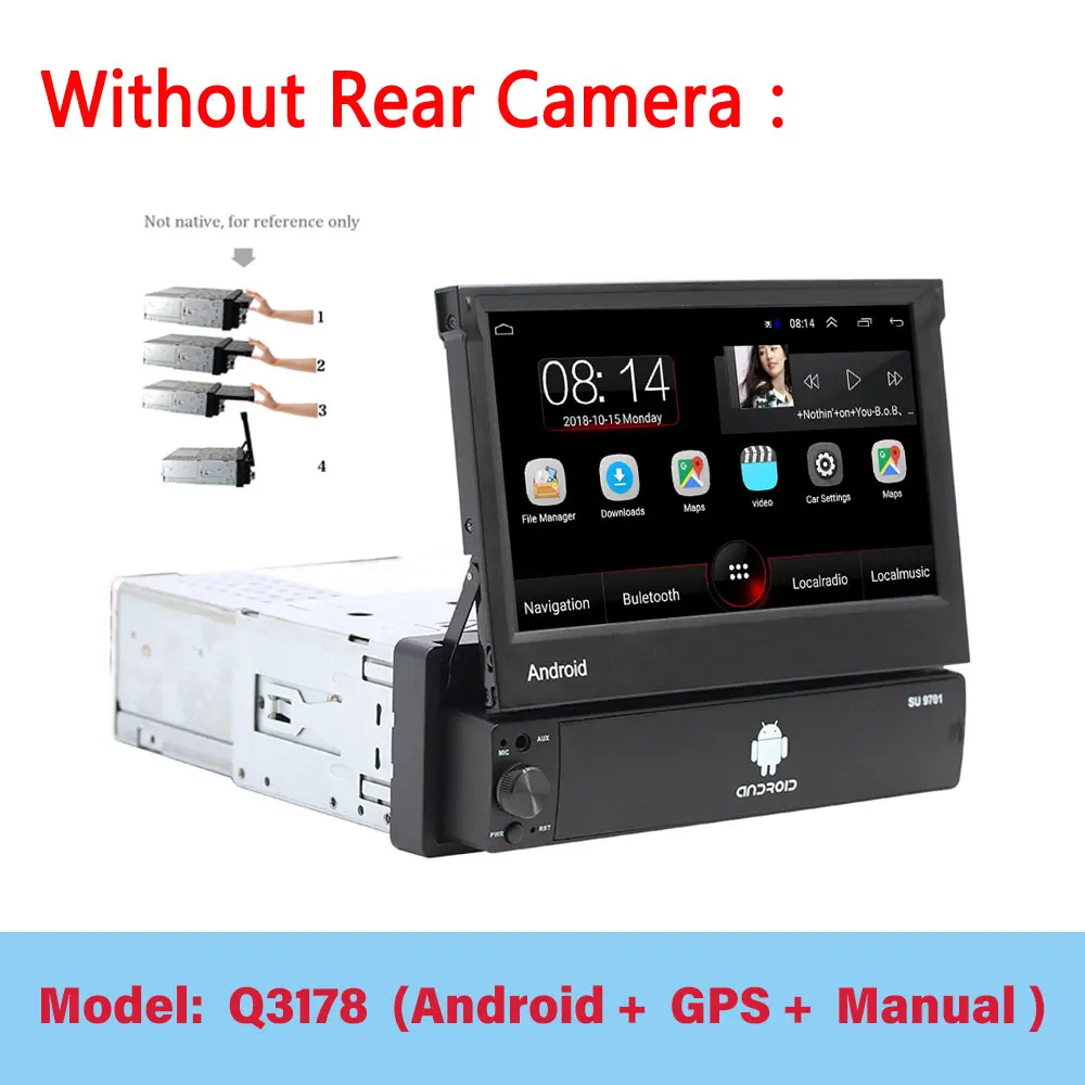 Q3178 Without Camera LeeKooLuu 1 Din Android 7,1 Автомагнитола с авто выдвижным экраном универсальное радио Bluetooth Wifi Mirrorlink gps Автомобильный мультимедийный - Color: Q3178 Without Camera