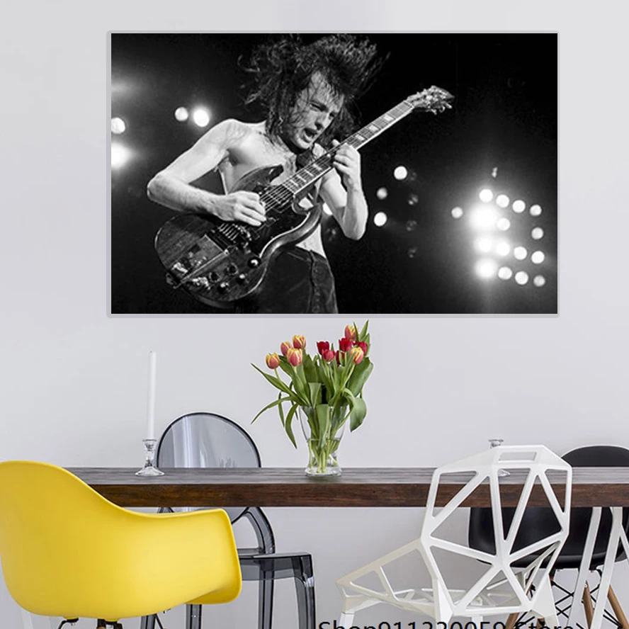 Плакаты и принты с изображением ангюса черно-белых гитар певицы звезд картина