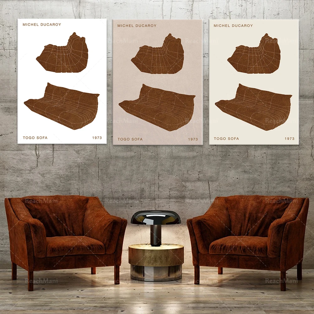 

Midcentury design Togo sofa Michel Ducaroy 1973 70's vintage print minimaliste basic poster abstract