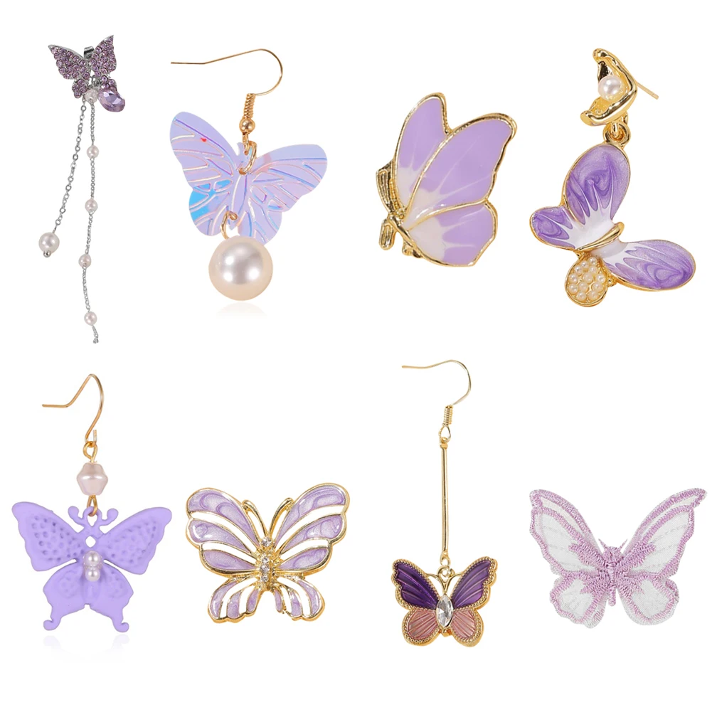 

1 Pair Sweet Butterfly Earrings Simple Fashion Temperament Fresh Eardrop Party Dangling Earring Ears Accessories