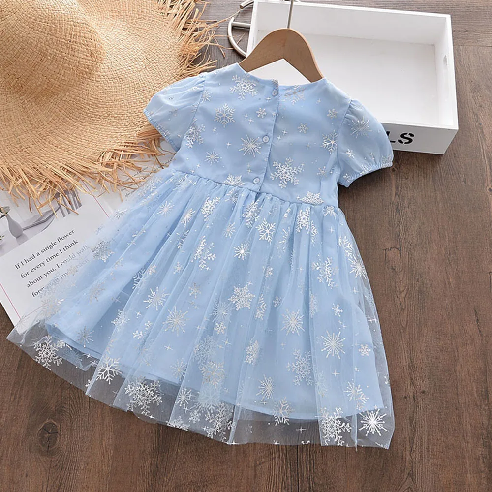 Синие платья принцессы для маленьких девочек Новое Модное детское Сетчатое