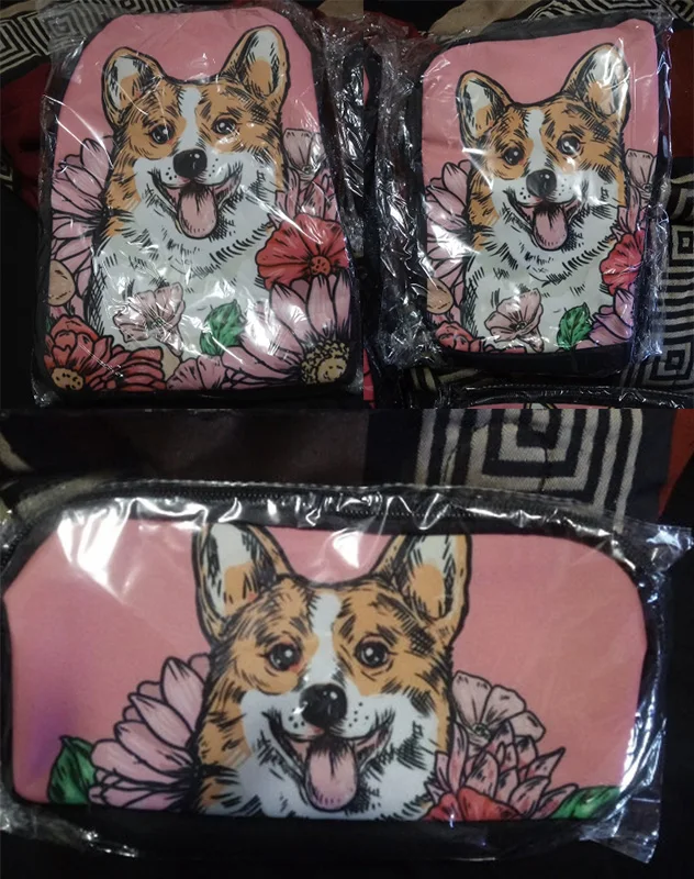 Nopersonality Cute Corgi Dog School Bag Set Black Child Schoolbag for Teenager Girls Boys Junior Primary Children Kids Book Bags