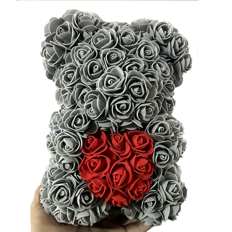 gray 25cm Дропшиппинг 25 \ 40 см красный плюшевый медведь розы искусственные рождественские подарки для женщин подарок на день Святого Валентина плюшевый медведь \ Собака - Цвет: gray 25cm