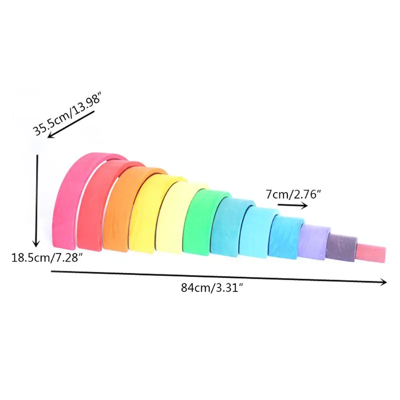 

Large 12-Piece Rainbow Stacker - Wooden Nesting Puzzle/Creative Building Blocks