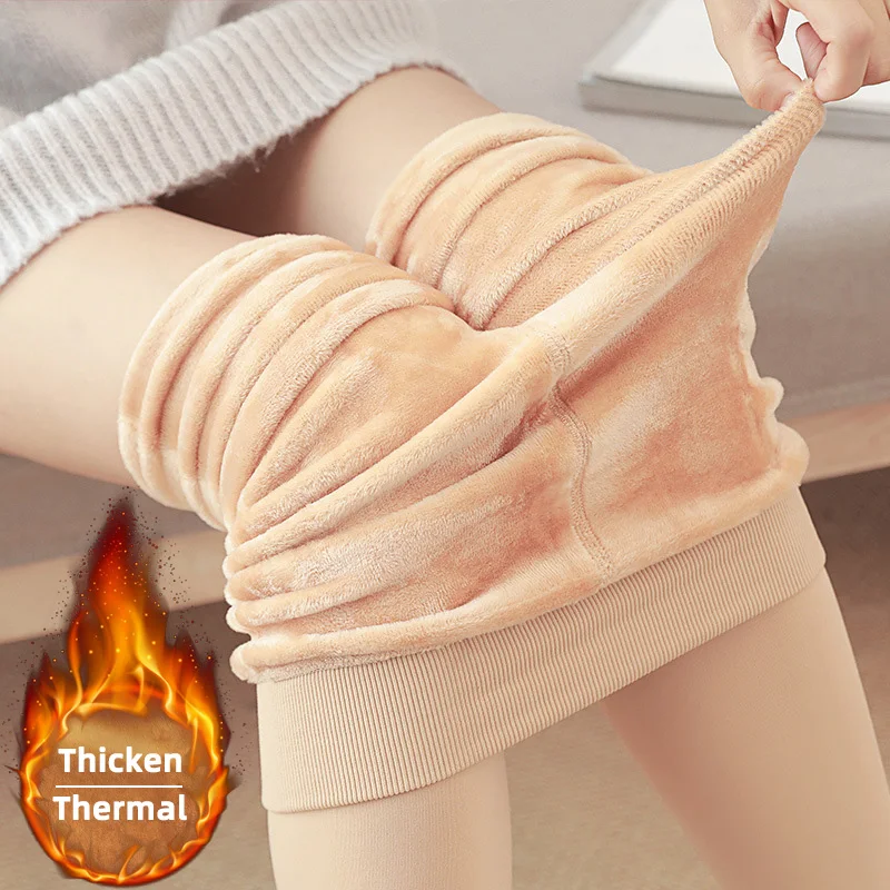 

Winter Thicken Women Tights Velvet Warm Hight Waist Pantyhose Female Elastic Long Stocking Soft Thermal Black Soft Pantyhose