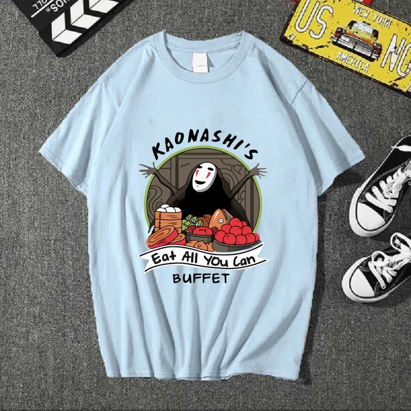 

Japanese Anime No Face Shirt Men Studio Ghibli Miyazaki Hayao Anime Spirit Away Black T Shirt Men Cartoon Summer Top
