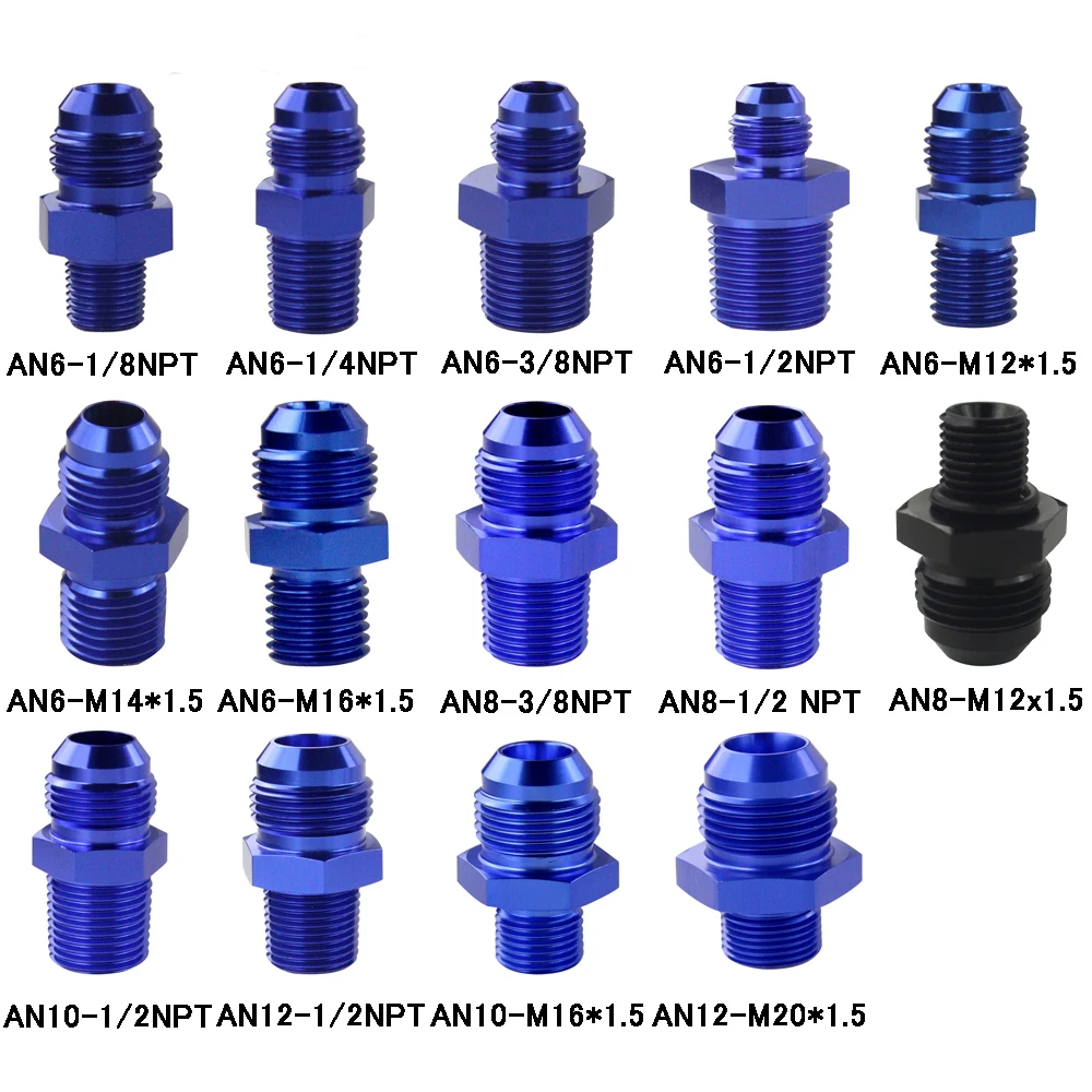 Мужской прямой адаптер AN6 1/2 NPT 1/4 3/8NPT M10 * 1 5 M20 фитинг для автоматического шланга