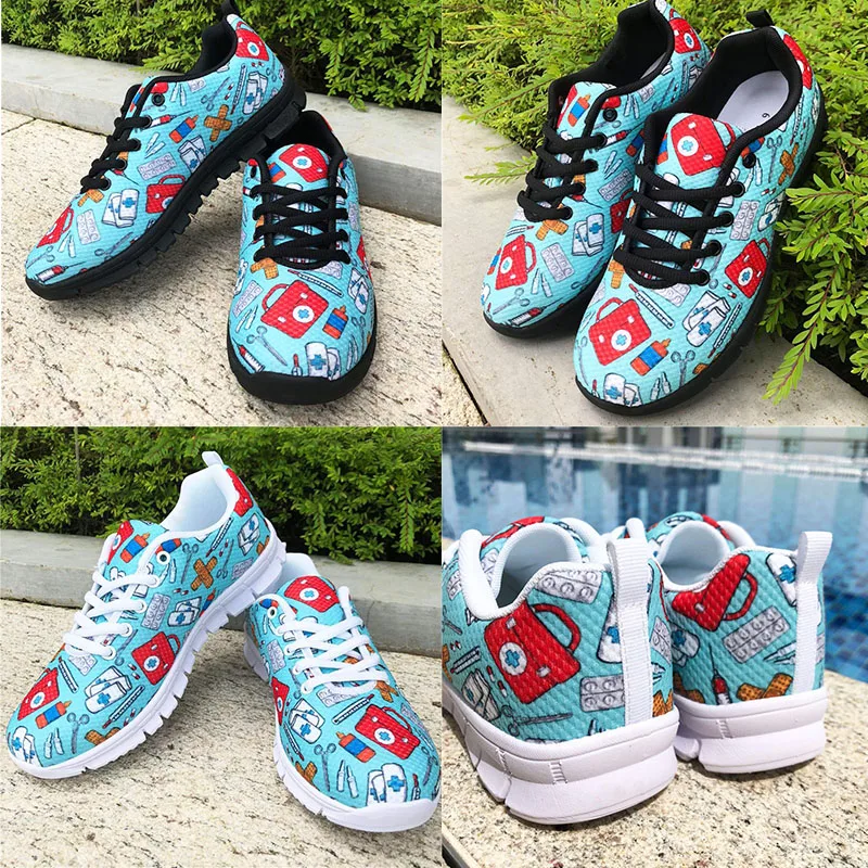 

Jackherelook Ladies Trendy Vintage Tribe Pattern Lace Up Sneakers Breathable Mesh Soft Sports Footwears Unisex Platform Shoes