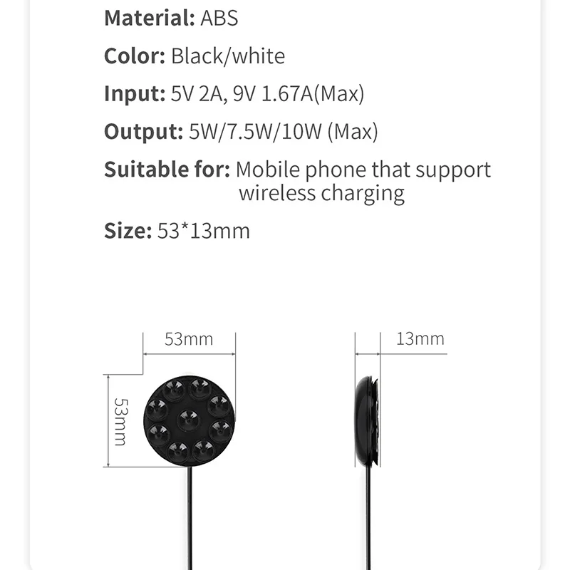 Sucker Type Wireless Charger with Two Charging Modes Anti-scratch Process New Arrival | Мобильные телефоны и аксессуары