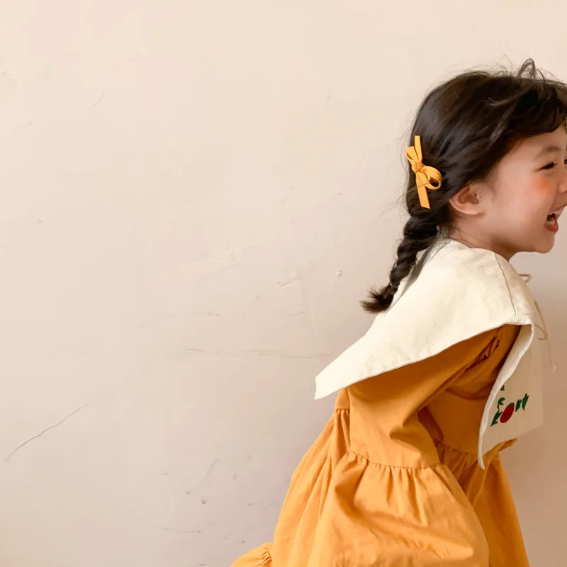 

Embroidery Flower Dresses for Children Girls 2021 Spring Korean Infant Cute Dress Baby Children's Embroidery Large Lapel Dress