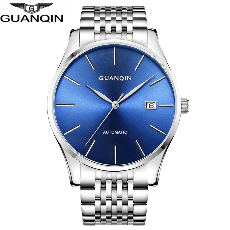 

GUANQIN business Watches Men Fashion Luxury Male Clock Automatic Date Waterproof Steel Mechanical Watch relogio masculino