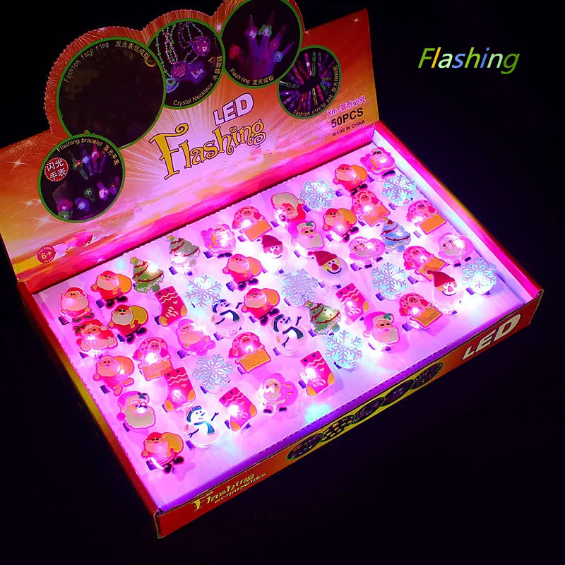 50 шт./упак. мультфильм палец кольцо силикона светящиеся кольца мигающий